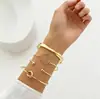 Conjunto de Quatro Pulseiras Abertas Estilo Punk Transfronteiriço Europeu e Americano Nó de Coração Brilhante em Metal Pulseiras Criativas