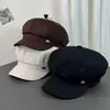 Sombrero Octagonal Versátil Minimalista Estilo Japonés Que Hace Que la Cara Parezca Más Pequeña, Circunferencia de Cabeza Grande, Boina Retro, Nueva Tendencia de Moda para Artistas