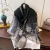 2026 Nuevo Elegante y Moderno Bufanda Fina de Seda a Prueba de Viento con Bordado de Lana de Seda para Mujer, Chal Protector Solar para Ropa de Abrigo