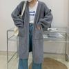 Suéter Cardigan de Punto con Diseño Acolchado Retro Estilo Casual para Mujer 2024 Otoño e Invierno Nuevo Abrigo Holgado de Longitud Media para Mujer