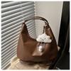 Bolso de mano elegante y moderno para mujer, de color liso, de gran capacidad, informal, para el día a día, para el invierno, 2024