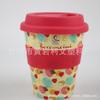 Taza de café de silicona de 350 ml, taza de café de fibra de bambú con película completa, taza de plástico anti-quemaduras de silicona para té con leche