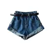 Shorts de Moda para Mujer YPFF Estilo Europeo y Americano Talla Pequeña Pantalones Rectos Dobladillos Tendencia Callejera Vaqueros Lavados de Cintura Alta
