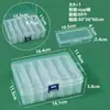 Caja de almacenamiento de escritorio de plástico con rejilla, 10, 15 y 24 botones transparentes, para accesorios de pesca, joyería y cosméticos.