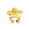 Anel de Aço Inoxidável com Flor Estilo Palácio Retrô Francês Dourado Brilhante Design de Indústria Pesada Anel de Alto Senso de Design