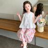 Conjunto de Top de Encaje sin Mangas para Niñas 2026 Verano Nueva Moda Elegante Conjunto de Dos Piezas para Niñas Jóvenes y Niños