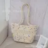 [Coleção] Bolsa de Ombro de Fio de Algodão e Corda de Algodão para Passeio de Primavera da Mamãe, Bolsa Trançada Feita à Mão, Bolsa de Imitação de Rattan, Bolsa Tote para o Dia a Dia