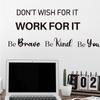 Transfronteiriço Nunca Desista Frases em Inglês Adesivos de Parede Inspiradores Decoração de Parede para Quarto Sala de Estar Escritório Decalques