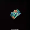 Anel Flor Estelar Love and Fate Shen Xinghui com Zircônia Azul Incrustada Periférico de Anime Anel de Proposta para Dedo Indicador