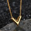 Collar de mujer de acero inoxidable con colgante en forma de V y cadena en forma de O, especial para nichos de moda transfronterizos, cadena de clavícula sencilla, joyería