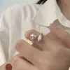 Anillo Minimalista de Gota de Agua y Bola Redonda con Cruz para Mujer, Anillo Abierto Versátil de Estilo Geométrico Minimalista, Anillo de Dedo Índice de Nicho de Moda