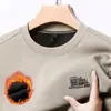 Moletom Grossinho de Lã para Homens Camiseta de Manga Longa Inverno Novo Gola Redonda Top Camisa Básica Casual para Homens Jovens e de Meia-Idade