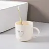 Taza para Enjuague Bucal Miaozai Xin'An Estilo Minimalista Moderno Uso en Casa de Alto Valor Taza para Cepillo de Dientes de Pareja Taza Creativa para Enjuague Bucal con Forma de Corazón