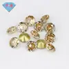 Huagang Gems Anel Face de Zircônia Cor Champagne Banhado a Ouro Pedra Solta Zircônia Artificial Redonda Unha de Arte com Fundo Pontiagudo Strass