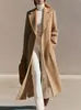 Moda Femenina Transfronteriza 2026 Abrigo Extra Largo Europeo y Americano con Abertura Trasera, Abrigo de Lana, Gabardina Elegante, Sitio Web Independiente