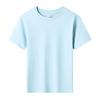 Camiseta de manga corta con cuello redondo de algodón de color sólido para niños de 180 g con logotipo impreso personalizado, uniforme de clase para estudiantes de jardín de infantes y escuela primaria personalizado