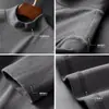 Ropa Térmica de Invierno de Doble Cara para Hombre, Cuello Alto Medio, Ropa Cálida con Forro Polar, Camiseta de Manga Larga de Color Sólido, Negro Puro en Línea