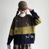 Conjunto de primavera e outono para meninas, estilo coreano, moderno e na moda, composto por um suéter cardigã e calça xadrez de perna larga, um conjunto de duas peças para crianças mais velhas