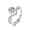 Anillo para mujer estilo coreano para mujer con diamante artificial de seis garras anillo de pareja anillo de boda abierto al por mayor anillo simple