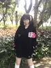 Sudadera con capucha y cierre de velcro bordada con gatito americano para mujer 2025 Nueva Otoño e Invierno Holgada Perezosa Sudadera con Capucha Chaqueta Moderna
