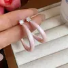 Brincos em Forma de C com Zircônia Rosa e Gotejamento de Óleo Prateado, Simples e Doces, Versáteis e Elegantes com um Toque de Luxo Leve e de Alta Qualidade para Mulheres