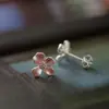 Pendientes florales rosas de gardenia rosa de alta gama, pendientes de verano con temperamento estilo chino, pequeños pendientes únicos, hermosos y frescos