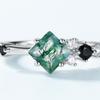 2024 nuevo estilo japonés y coreano moda personalizada anillo de musgo verde plata de ley 925 estilo ins nicho cuadrado joyería al por mayor