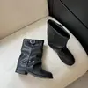 Botas ankle boots femininas estilo retro francês, salto grosso, altura até a panturrilha, efeito emagrecedor, nova coleção outono/inverno 2026, botas femininas curtas