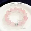 Pulseras de cristal rosa natural de alta calidad atraen sentimientos estables de flor de durazno para mantener la seguridad y la buena suerte regalos para enviar a la novia pulseras al por mayor