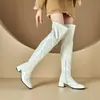 Nuevas Botas Altas de Charol, Botas por Encima de la Rodilla, Botas para Pole Dance, Tacón Cuadrado, Botas de Caballero de Tacón Medio, Tallas Grandes 32-46 Botas de Exportación