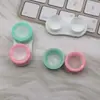 Estuche para Lentes de Contacto Color Caramelo Macarrón Dos Tonos Caja Pequeña de Agua para Lentes de Contacto con Ventana Izquierda y Derecha Colores Diferentes