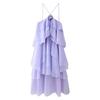 Aliexpress Ropa Transfronteriza Europea y Americana al por Mayor 2025 Principios de Primavera Nuevo Vestido Sexy Descubierto en la Espalda Decorado con Flores