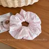 Goma para el pelo tipo scrunchie de tela a rayas suave estilo coreano para mujer, liga de alta elasticidad, cuerda elástica para coleta de verano, accesorio elástico para el pelo