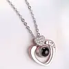 Collar de Proyección de 100 Idiomas para Mujer Regalo del Día de San Valentín 520 Colgante de Corazón Latido Dinámico del Corazón