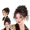 Peluca de Lana Estilo Vintage Hong Kong con Moño Rizado para Mujer, Peinado Alto Esponjoso Recogido Accesorio para el Cabello Anillo para Peluca