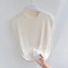 Camiseta de seda de hielo para mujer verano 2023 Nuevo suéter base suelto estilo occidental abrigo sin mangas top corto blanco