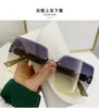 Gafas de sol de gran tamaño sin montura para mujer, con un toque de alta gama, Gafas sin montura de corte afilado que estilizan, Gafas de moda estilo callejero para influencers pequeños