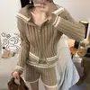 Coreia Dongdaemun Outono Nova Moda Suéter de Tricô Trançado Tricô Conjunto de Duas Peças Conjunto Casual de Shorts Feminino