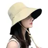 Sombrero de Pescador Cinturón de Doble Cara Primavera y Verano Nuevo Sombrero de Sol para Estudiante Estilo Coreano Viaje al Aire Libre Ala Grande Cubre Rostro Sombrero de Sol Mujer