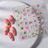 Pegatinas para decoración de uñas con flores secas en relieve, brocado, color estéreo, pequeñas decoraciones florales para uñas.
