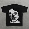 Camiseta de manga corta de algodón para hombre estilo europeo y americano y2g, callejera americana, hip hop oscuro, casual, cuello redondo, top para hombre