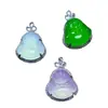 Colgante de calcedonia natural con incrustaciones completas de diamantes, colgante de Buda de calcedonia blanca, colgante del Buda Maitreya, collar de joyería, colgante de ágata y jade