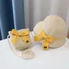 Guarda-sol infantil Chapéu Meninas Verão Novo Chapéu de Palha Bolsa Bolsa Bebê Protetor Solar Praia Chapéu Chapéu de Pescador Atacado