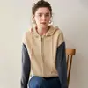 2025 Nuevo Otoño e Invierno Chaqueta de Cachemira con Capucha Falsa de Dos Piezas Diseño para Mujer Nicho Retro Cárdigan Corto de Punto Tendencia