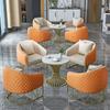 Combinación de mesa y silla informal, moderna y sencilla, para vestíbulo de hotel, sofá con respaldo individual, para departamento de ventas, recepción y negociación.