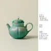 Tetera pintada a mano por Ino Kiyomatsu con motivo de conejo, juego de té kung fu verde degradado hecho a mano, tetera individual verde fresco