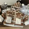 Ropa Infantil Estilo Coreano 2025 Nuevo Abrigo de Lana de Cordero para Niñas Abrigo con Capucha de Forro Polar Espeso para Niños con Pompón Tendencia