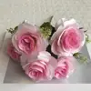 Ramo Artificial de 5 Rosas para Escenario de Arreglo Transfronterizo de Comercio Exterior, Boda en Casa Decoración Exterior Flores Falsas