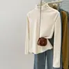 Nueva Camiseta Cálida de Manga Larga para Mujer, Temporada de Otoño e Invierno, Hecha de Terciopelo Alemán con Forro Cepillado, Capa Base Ajustada, Cuello Alto Apilado, Top Cálido