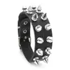 Pulsera punk para hombre de motocicleta transfronteriza de cuero PU con remaches de púas subcultura pulsera de muñeca con personalidad joyería